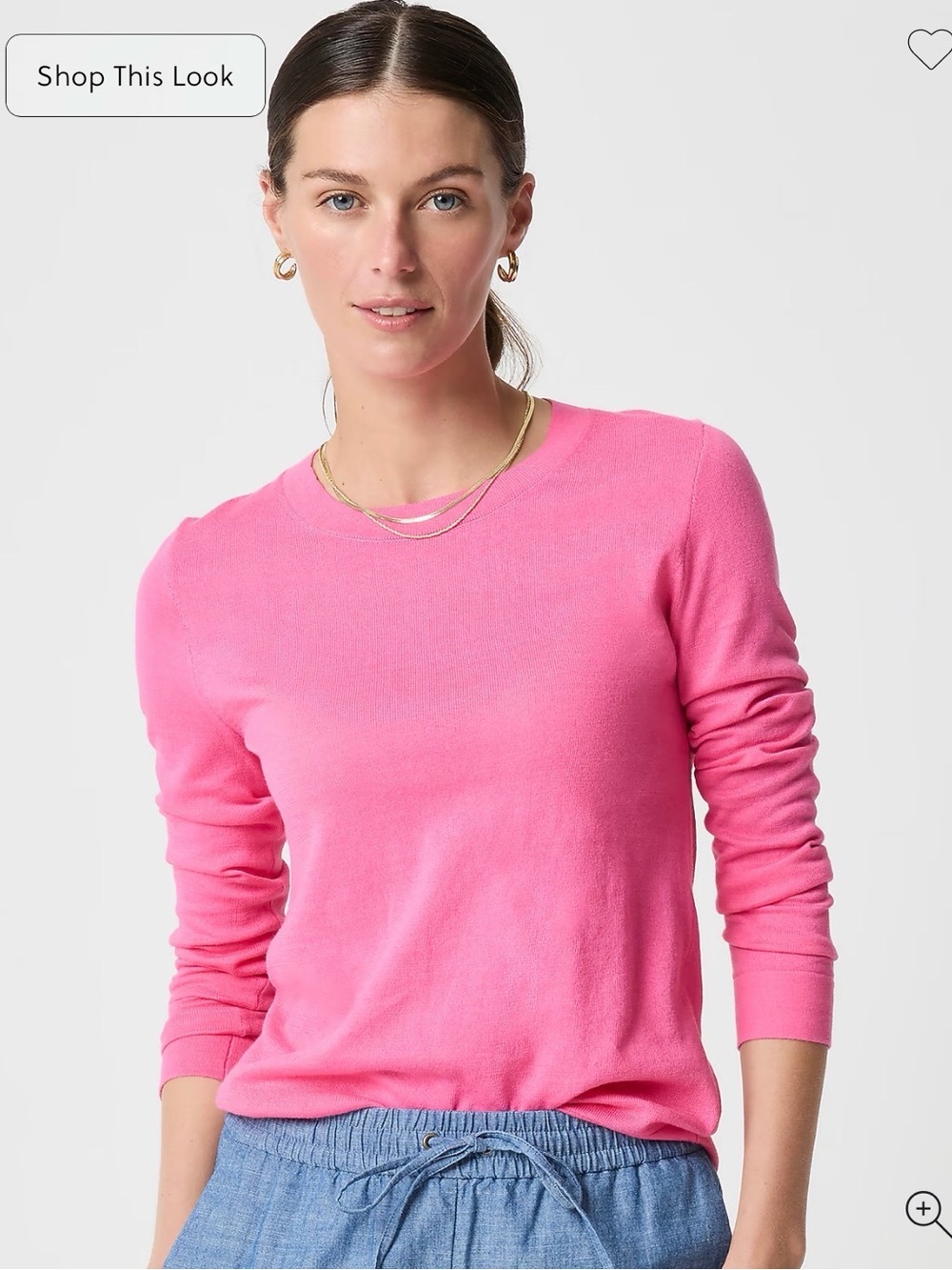 J. Crew Factory Teddie Crewneck 100% Cotton Sweater in Medium Pink S